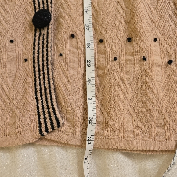 MANOUSH Cream and Black Cotton Long Cardigan with Textured Knit - Picture 10 of 14